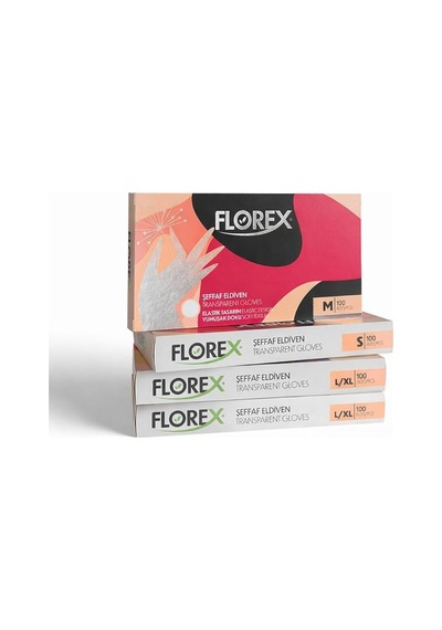 Florex Tek Kullanımlık Hibrit Eldiven - Silikon Ve Lateks İçermez, Yumuşak Doku Ve Elastik Tasarım, Gıda Uyumlu Çok Amaçlı Eldiven 1, Şeffaf, M