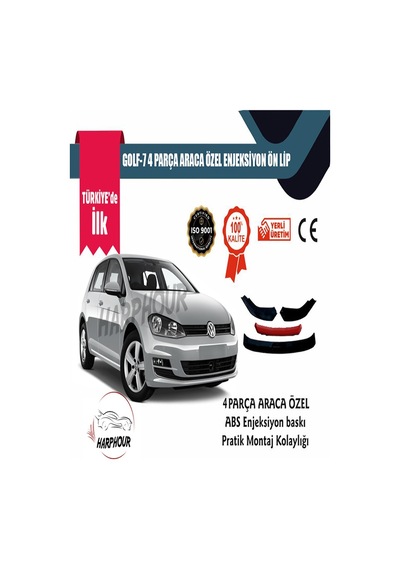Volkswagen Golf 7 Aksesuar Kırmızı 4 Parça Tampon Ek Ön Lip