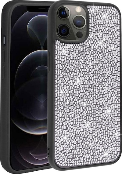 Apple Uyumlu iPhone 12 Pro Max Kılıf Parlak Taşlı Tasarım Zore Ston Kapak Siyah
