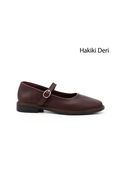 Gönderi(R) Gönderi R Bordo Kısa Kalın Topuklu Mary Jane Hakiki Deri Babet Bordo