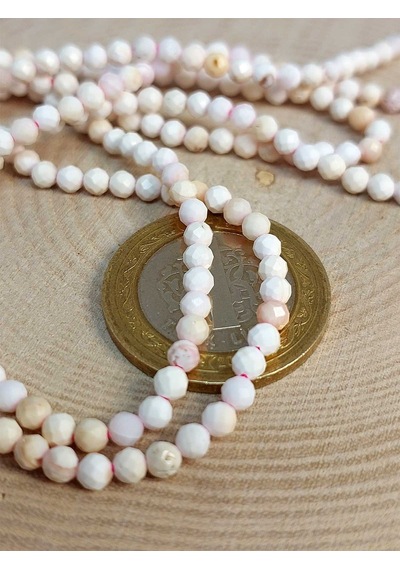 Beyaz Opal Taşı 3mm Kolye (Sabit Klipsli) Altın