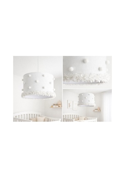 Bebek Odası Avize 30x20 Cm El Yapımı Çiçek Detaylı Tasarım Avize Beyaz