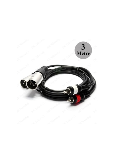 2 XLR Erkek to 2 RCA Erkek Mikser Mikrofon Ses Kablosu - 3 Metre