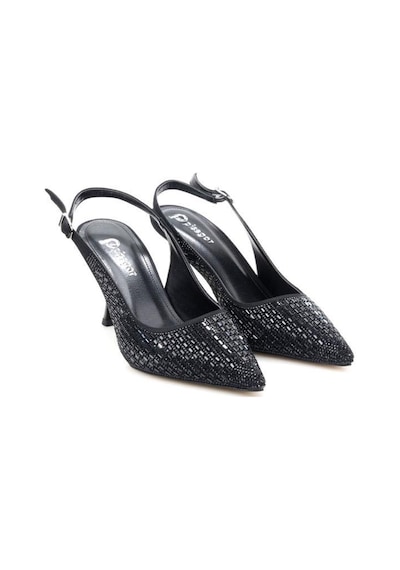 Pisagor Ps-31971 8 Cm Topuklu Kadın Taşlı Arkası Açık Stiletto Abiye Ayakkabı siyah