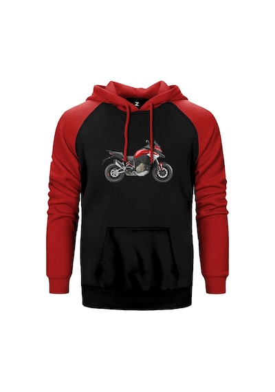 Ducati Multistrada V4 Red-my21 Kırmızı Renk Reglan Kol Kapşonlu Sweatshirt Kırmızı