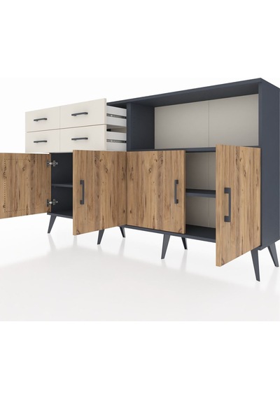 Arges Konsol 4 Raflı 4 Çekmeceli 4 Kapaklı 176x30x99 Antrasit-çam/aytaşı Atlas Çam/aytası - Antrasıt Arges Konsol 4 Raflı 4 Çekmeceli 4 Kapaklı 176x30x99 Antrasit-çam/aytaşı Atlas Çam/aytası - Antrasıt