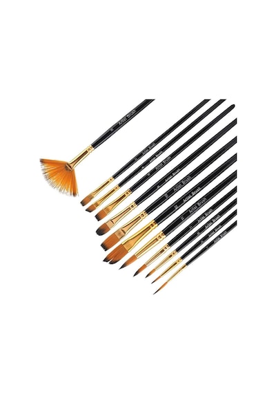 Ressam Sanat Malzemeleri Seti 12'li Fırça Seti + 5'li Metal Spatula Akrilik, Suluboya, Yağlıboya İçin Profesyonel