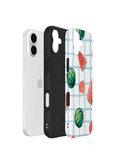Apple iPhone Uyumlu 16 Vorian Çift Katmanlı Kılıf Watermelon Grid