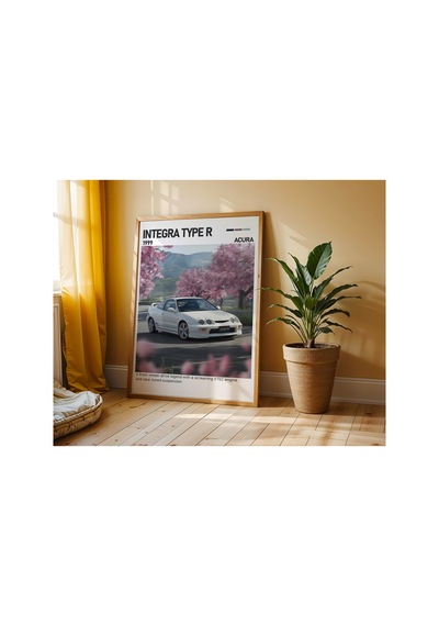 Honda Integra Type-r Ahşap Çerçeveli Poster Tablo Jdm Efsanesi Ahşap 01