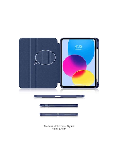 Apple Uyumlu iPad Air 11 2025 M3 Çip 360 Dönebilen Yatay Dikey Standlı Fuchsia Pino Tablet Kılıfı Kılıf