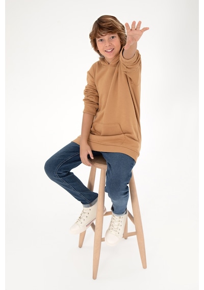 U.S. Polo Assn. Erkek Çocuk Camel Basic Kapüşonlu Sweatshirt 50295161-VR015