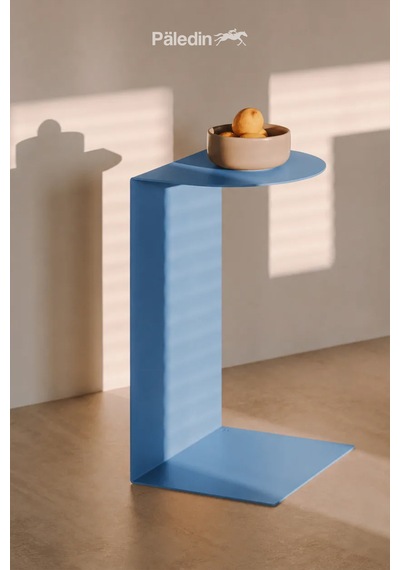 Paledin Design Corvus C Form Çelik Yan Sehpa Modern Koltuk Yanı Sehpası Turuncu 37x30x60 Cm Mavi