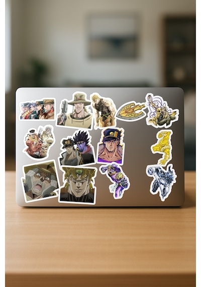 Jojo No Kimyou Na Bouken Part 3 Anime Telefon Laptop Yapışkanlı Folyo Sticker Paketi 25 Adet Çok Renkli