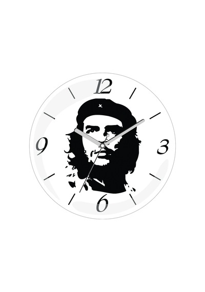 Che Guevara En Çok Satılan Çap 30cm Sessiz Akar Bombeli Gerçek Cam Duvar Saati Beyaz - Siyah