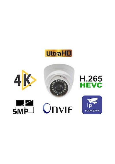 Ultra Güvenlik 5 MP 4K Sesli Mikrofonlu Full HD Poeli Dome IP Güvenlik Kamerası
