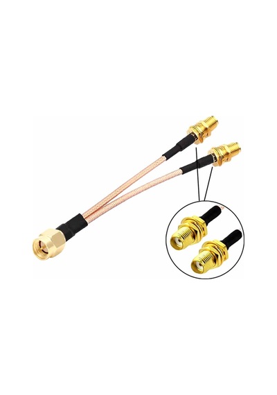 Y Tip Rg316 15cm 1x Sma Erkek 2x Sma Dişi Kablo Rf Uzatma Kablosu Altın Kaplama Soket 0-6ghz Wi-fi