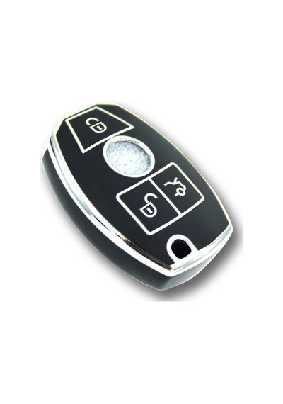 Mercedes Benz 2001-2016 Arası Uyumlu Be Tip Siyah-Gümüş Oto Anahtar Kumanda Kabı Kılıf Oto Anahtarlık