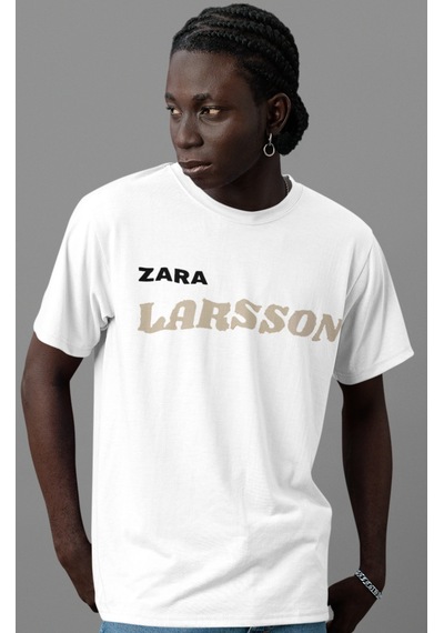 Sevbano Zarıa Larsson Şarkıcı Sırt Baskılı Unisex Oversize Tişört Beyaz