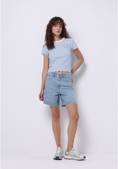 Colin's Colins Mom Fit Yüksel Bel Düz Kadın İndigo Jean Şort Cl1074769 Q1.v1 Dn09137 Mavi