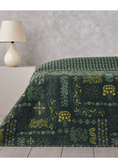English Home Tendril Bloom Çift Kişilik Çok Amaçlı Örtü 200x220 Cm Yeşil Yeşil