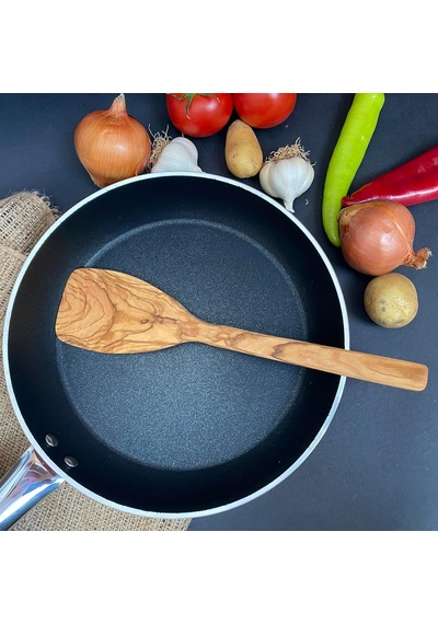 Zeytin Ağacı El Yapımı 12 İnç Spatula. Kızartma, Çevirme Ve Karıştırma İçin Doğal, Kavisli Spatula. Biftek V Diğer