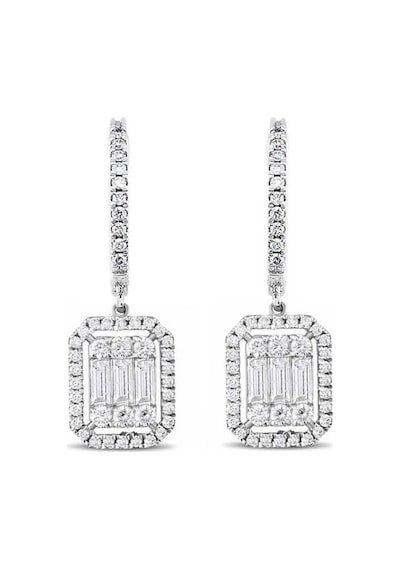 Engingold  14k Altın Baget Taşlı Sallantılı Küpe