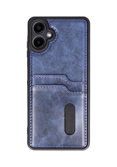 Samsung Uyumlu Galaxy A06 Kılıf Sara Kartvizitli Deri Kılıf - Lacivert -