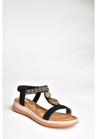 Fox Shoes U258613609 Siyah Kadın Sandalet Siyah-suni Deri Siyah
