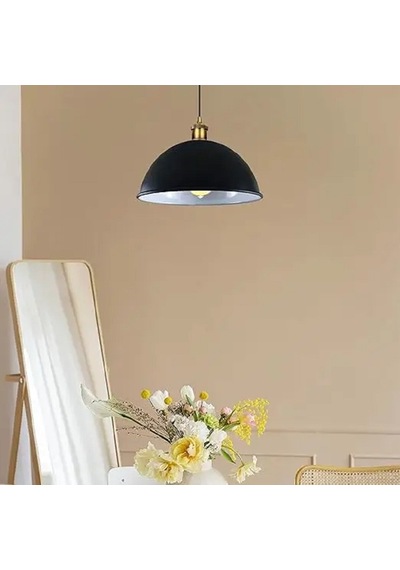 Riolıght Rustik,vintage1,retro Cafe,mutfak,odalar İçin Siyah 1xe27 Duylu Metal Sarkıt Avize Çap:40cm Renkli