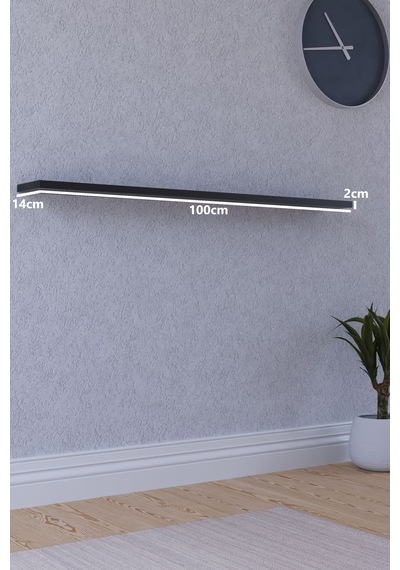 Yankı-BYEG 100 cm Mat Siyah Mdf Duvar Rafı Gizli Bağlantı Kitaplık