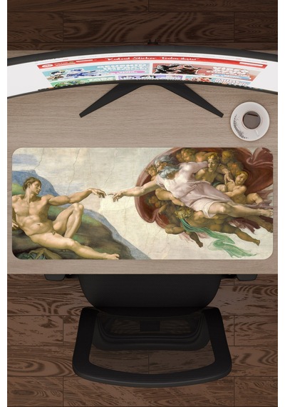 Ademin Yaratılışı Tablo Michelangelo V3 70x30 Xl Gaming Kauçuk Kaymaz Taban Mouse Pad Fare Altlığı