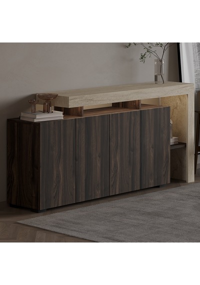 İnarch Dizayn Beliz Led Işıklı Modern Konsol 170 Cm, 4 Kapaklı Ve İç Raflı Depolama, Şık Tasarım Traverten İnarch Dizayn Beliz Led Işıklı Modern Konsol 170 Cm, 4 Kapaklı Ve İç Raflı Depolama, Şık Tasarım Traverten
