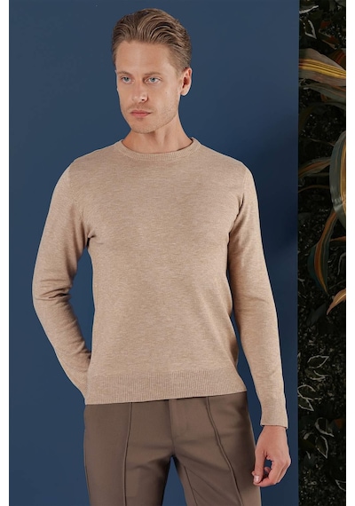 Efor Tr 858 Slim Fit Bej Klasik Triko Bej