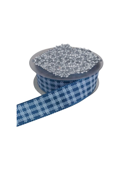 Tafta Ekoseli Kurdele 25 Mm İndigo 5 Metre