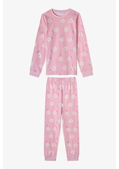 Penti Kız Çocuk Pembe Love&peace Pamuklu Uzun Kollu 2li Pijama Takımı