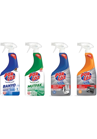 Porçöz Banyo-mutfak-yağ-kireç Çözücü 750 Ml 4 Lü Set 4'lü Set