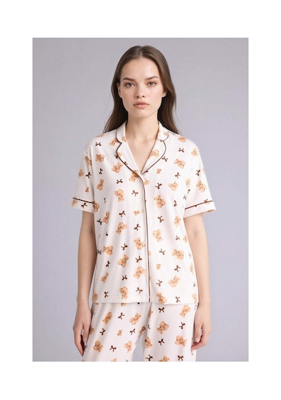 Defacto Softshell Ayıcıklı Pijama Takımı Üst Alt G7965ax26sper98 Ekru-er98