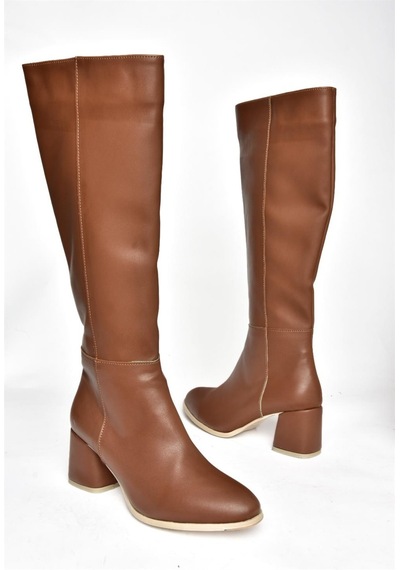 Fox Shoes Koyu Taba Alçak Topuklu Günlük Kadın Çizme J848300109 Koyu Taba