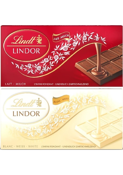 Lindt Lindor Milk Sütlü Tablet Çikolata 100 G + Lindt Lindor White - Beyaz Tab. Çikolata 100 G