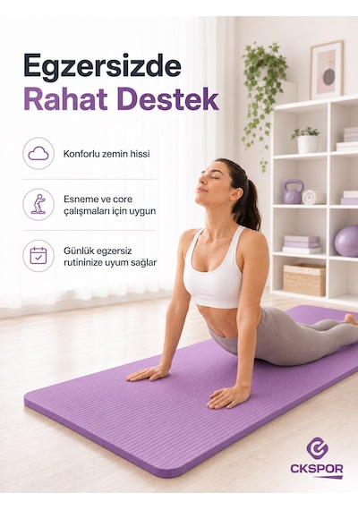 Ckspor 15 Mm Kaymaz Nbr Pilates Matı Taşıma Askılı Yoga Veegzerisiz Minderi Mor