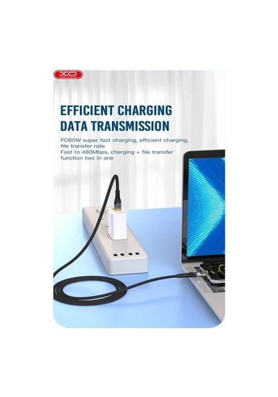 Xo Nb-q223b Type-c To Type-c Kablo 1,2m 60w Hızlı Şarj Ve 5gbps Veri Aktarımı Siyah
