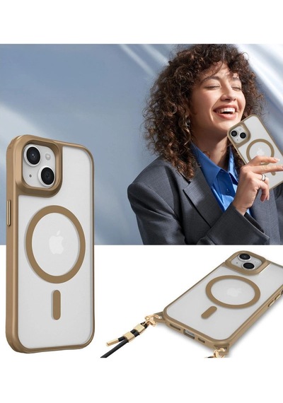 Apple, Uyumlu iPhone 15 Plus Kılıf Enka Magsafe Silikon Kılıf - Desert