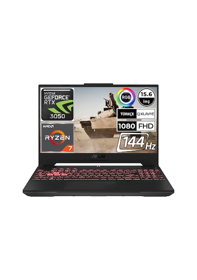 Asus Tuf Gaming A15 FA507RC-HN058A4 R7-6800H 32 GB 1 TB SSD RTX3050 15.6" Dos FHD Dizüstü Bilgisayar