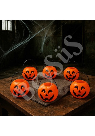 Beysüs Cadılar Bayramı Halloween Balkabağı Mini Şeker Kovası 6 Lı Tüm Yaşlar