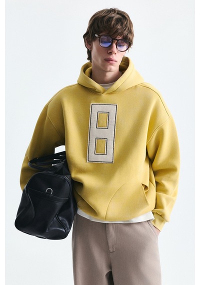 Vamos Numara Baskılı Oversize Sweatshirt Sarı