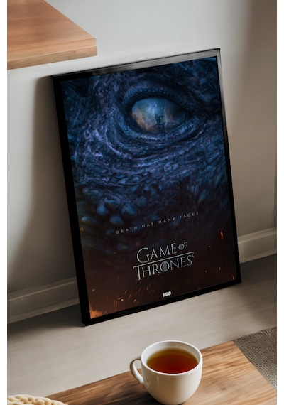 Game Of Thrones Siyah Ahşap Çerçeveli Poster, Dekoratif Dizi Duvar Tablosu