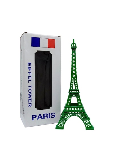 Metal Paris Eyfel Kulesi Yeşil Kristal Taşlı 25cm