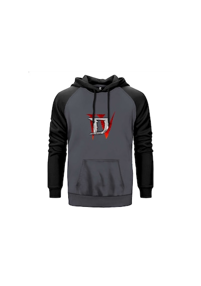 Diablo Iv For Logo Gri Renk Reglan Kol Sweatshirt Gri