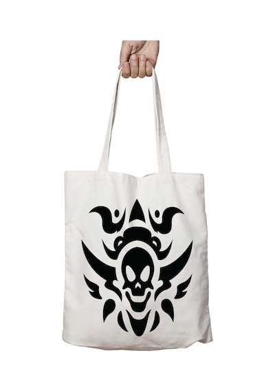 Art Hediye Skull-tattoo-png-file İki Tarafı Kalıcı Baskılı Yıkanabilir Okul Plaj Omuz Bez Çantası Çok Renkli
