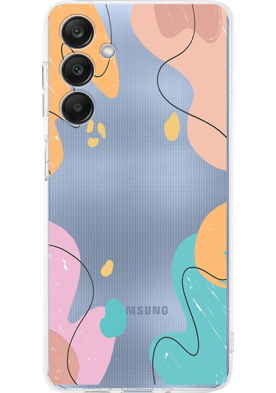 Samsung Galaxy A26 İle Uyumlu Karışık Renkler Baskılı Kamera Korumalı Şeffaf Kılıf Şeffaf